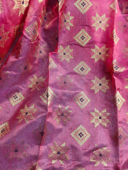 CORAL PINK SILK PURE HANDLOOM CHANDERI SAREE