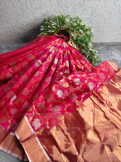 PINK SILK PURE HANDLOOM CHANDERI SAREE