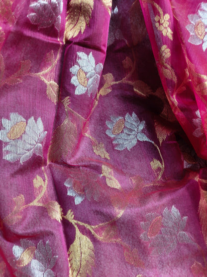 PINK SILK PURE HANDLOOM CHANDERI SAREE