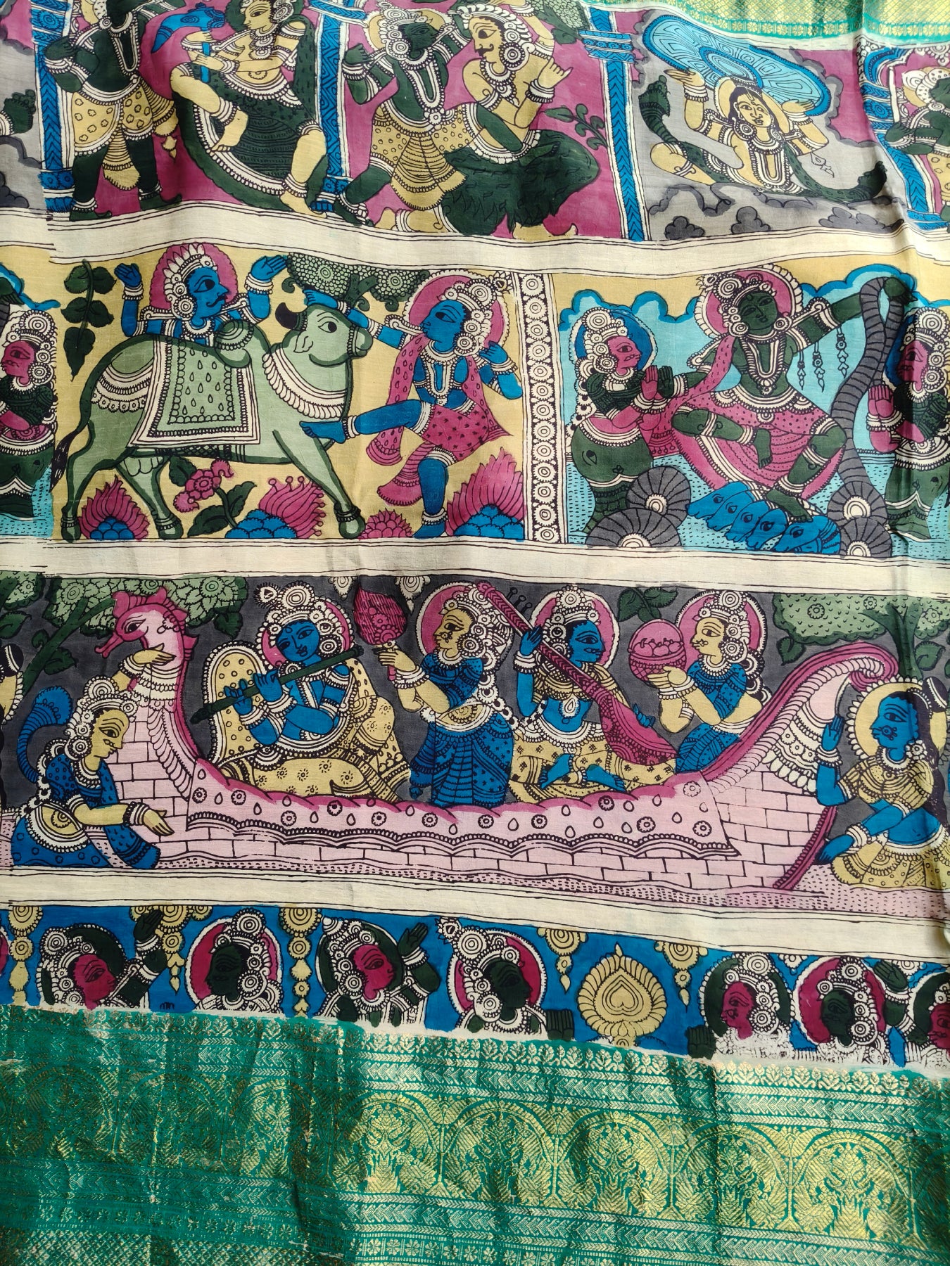 COLOURFUL CHANNAWARI SILK PURE HANDLOOM KALAMKARI SAREE