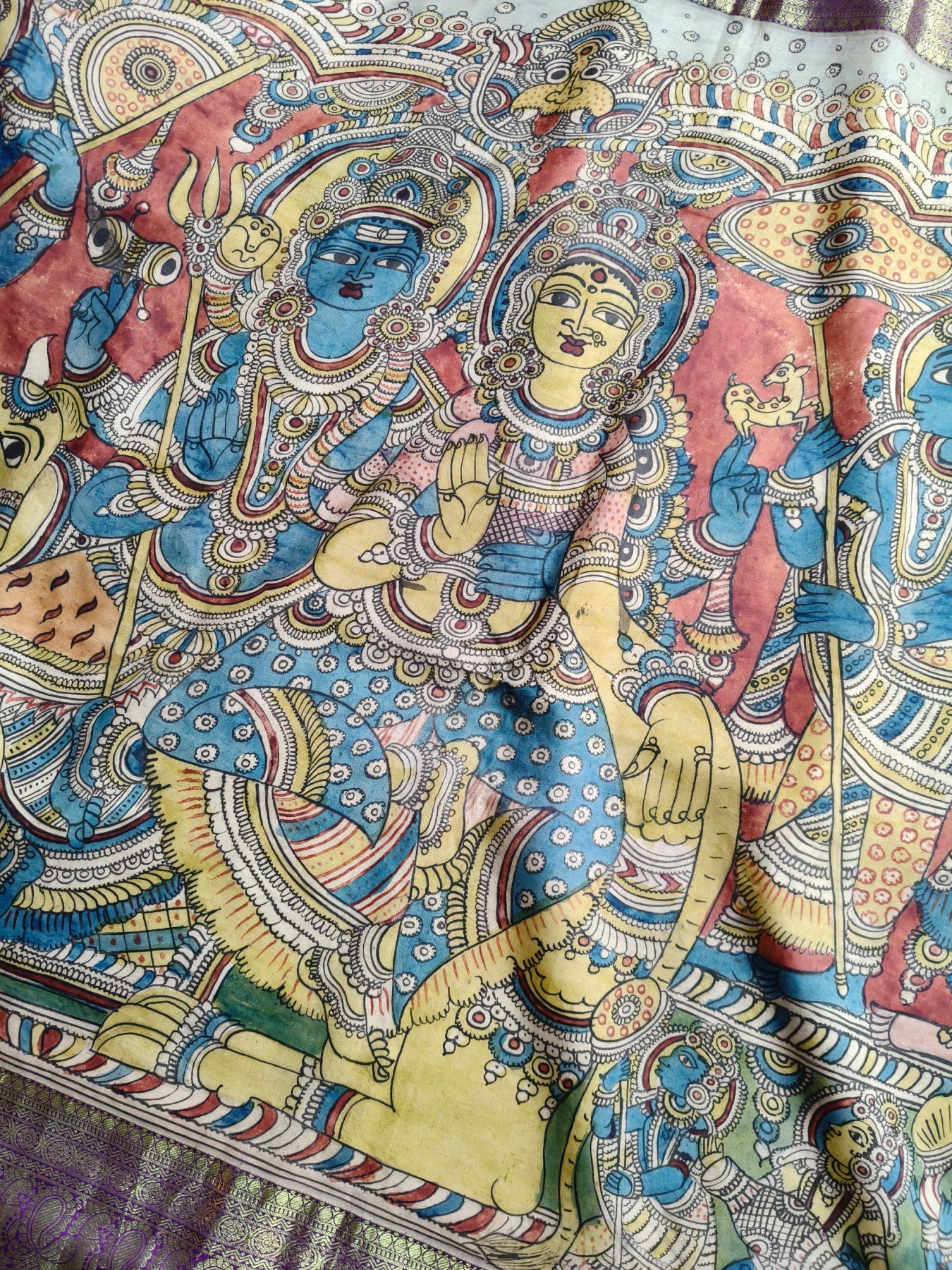 PINK KANCHI PATTU  SILK  PURE HANDLOOM KALAMKARI SAREE