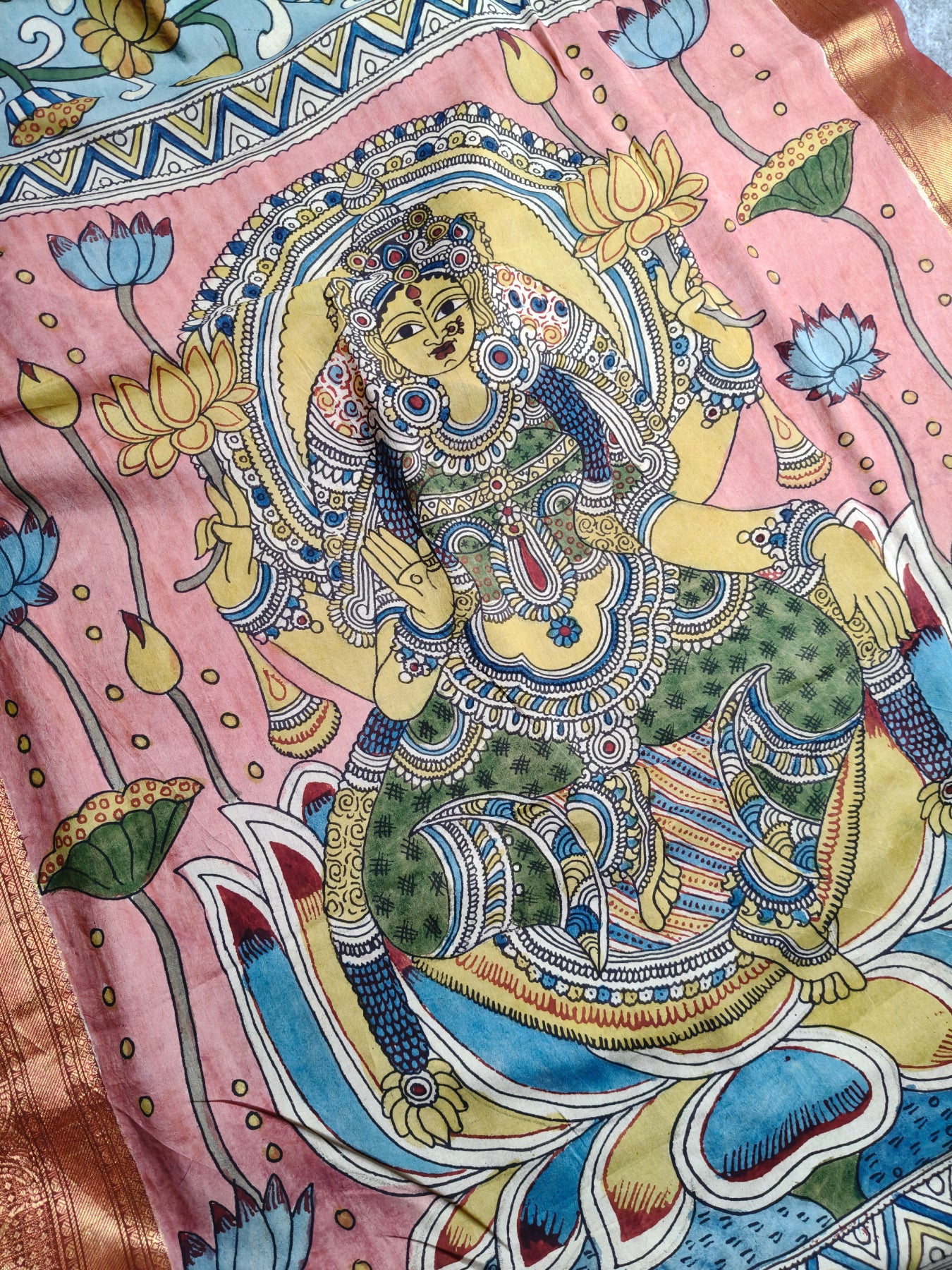 BLUE CHANNAWRI SILK  PURE HANDLOOM KALAMKARI SAREE