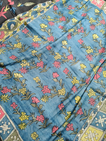 BLACK SICO  PURE HANDLOOM KALAMKARI SAREE