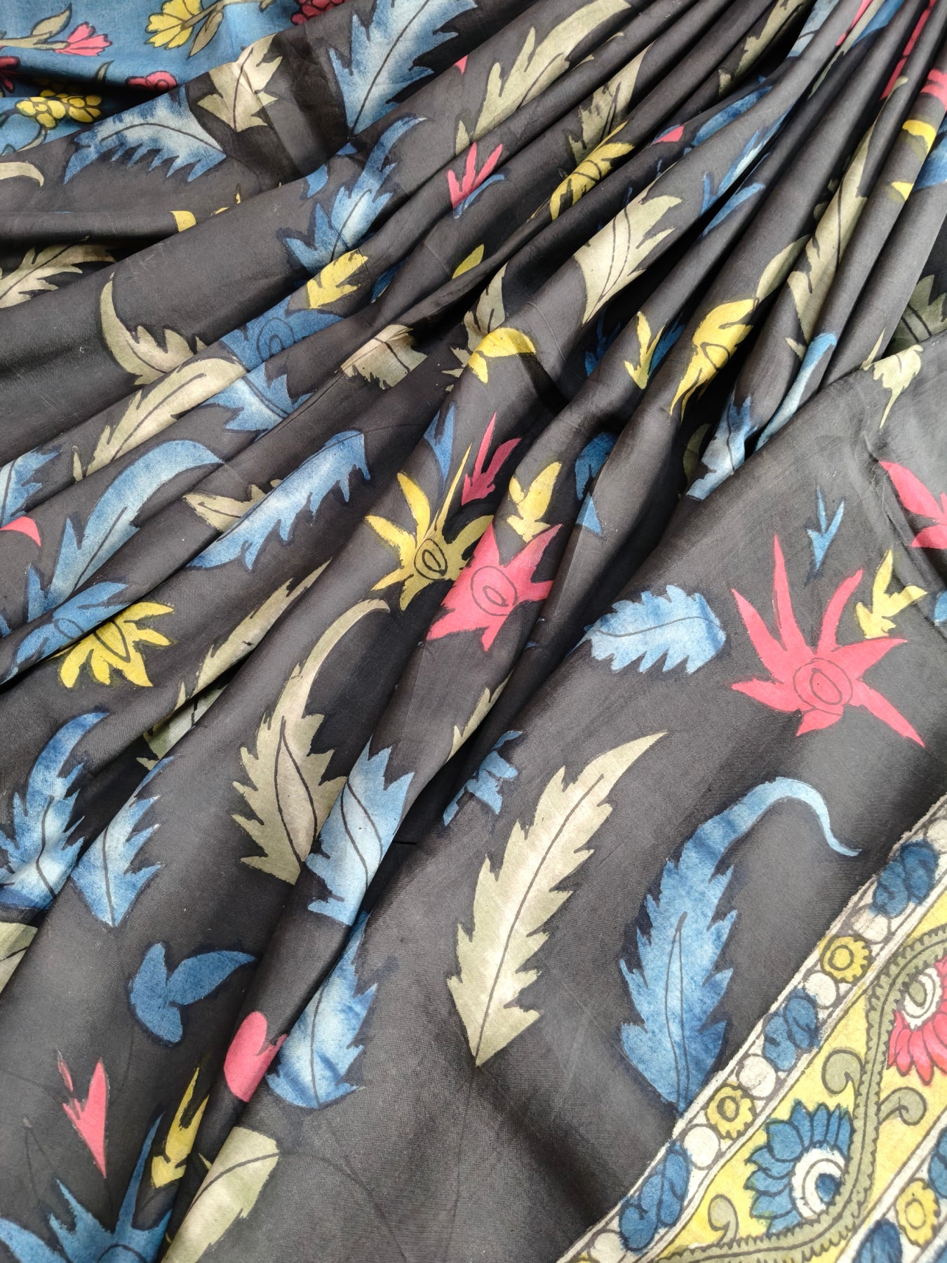 BLACK SICO  PURE HANDLOOM KALAMKARI SAREE