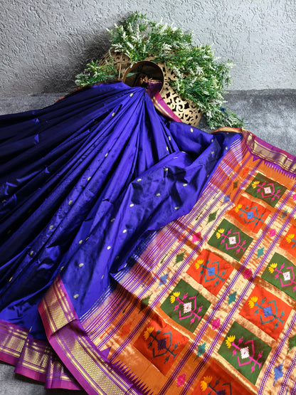 BLUE SILK PURE HANDLOOM PAITHANI SAREE