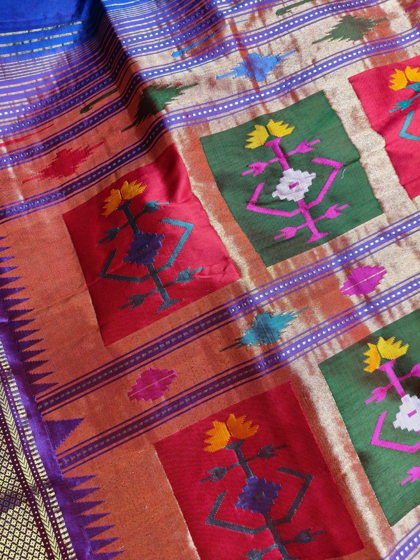 BLUE SILK PURE HANDLOOM PAITHANI SAREE