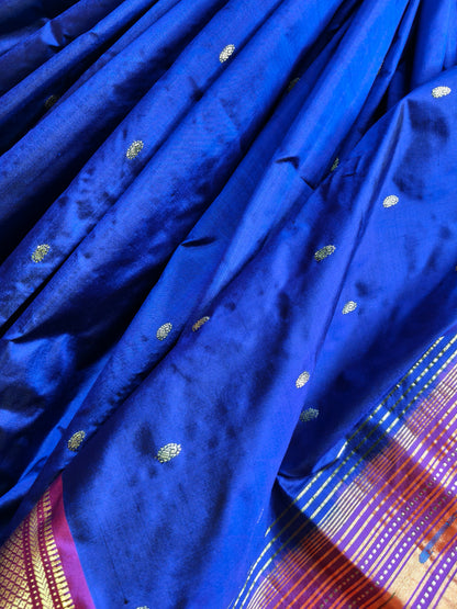 BLUE SILK PURE HANDLOOM PAITHANI SAREE