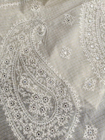 WHITE COTTON PURE HANDLOOM EMBROIDERY SAREE