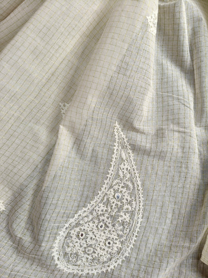 WHITE COTTON PURE HANDLOOM EMBROIDERY SAREE