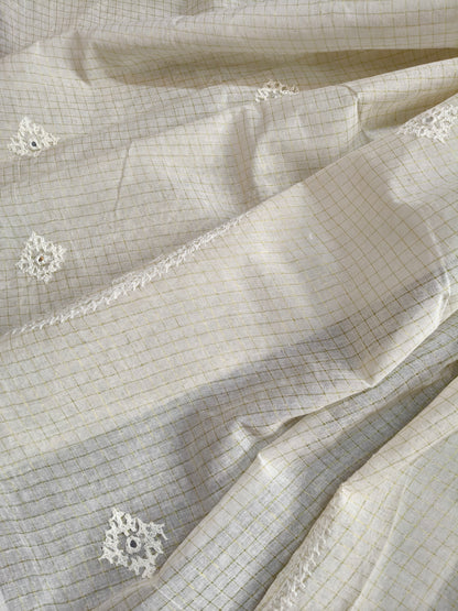 WHITE COTTON PURE HANDLOOM EMBROIDERY SAREE