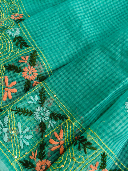 BLUE KOTA PURE HANDLOOM EMBROIDERY SAREE