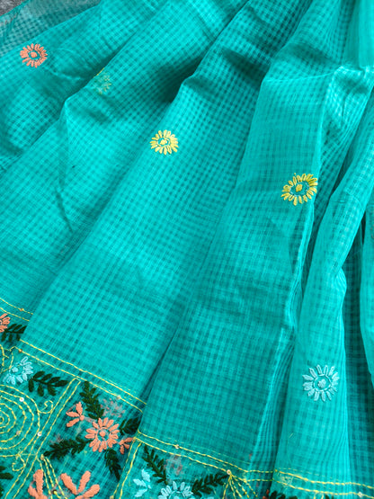 BLUE KOTA PURE HANDLOOM EMBROIDERY SAREE