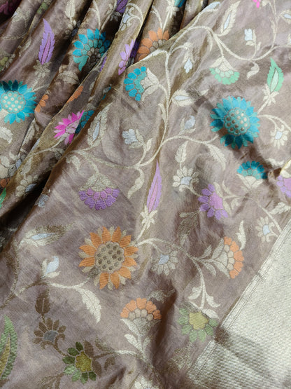 BIEGE TISSUE SILK PURE HANDLOOM BANARASI SAREE
