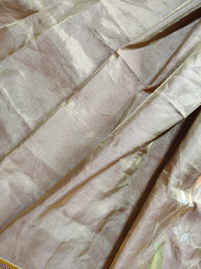 BIEGE TISSUE SILK PURE HANDLOOM BANARASI SAREE