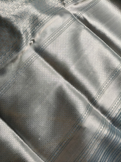 SLATE BLUE KORA PURE HANDLOOM BANARASI SAREE
