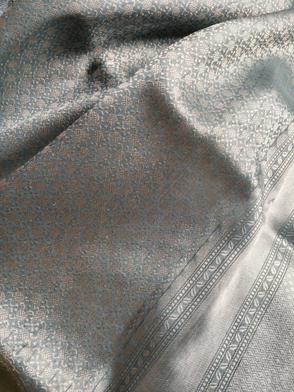 SLATE BLUE KORA PURE HANDLOOM BANARASI SAREE