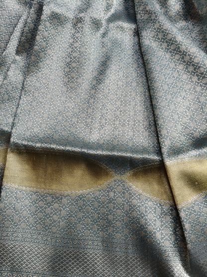 SLATE BLUE KORA PURE HANDLOOM BANARASI SAREE