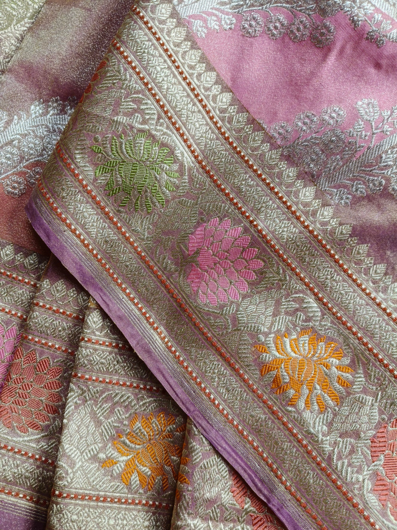 PINK TISSUE PURE HANDLOOM BANARASI SAREE
