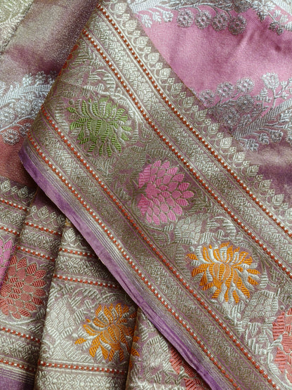 PINK TISSUE PURE HANDLOOM BANARASI SAREE