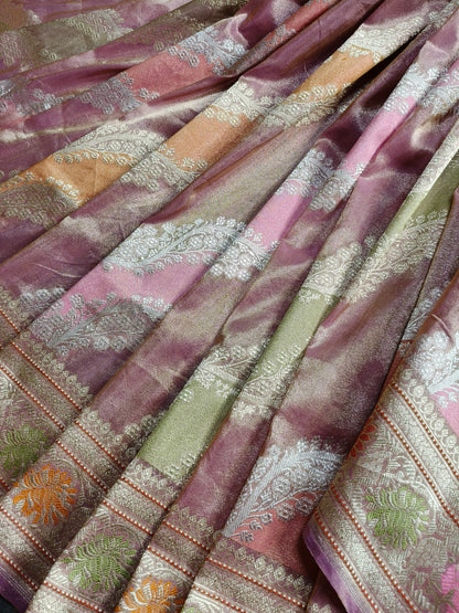 PINK TISSUE PURE HANDLOOM BANARASI SAREE