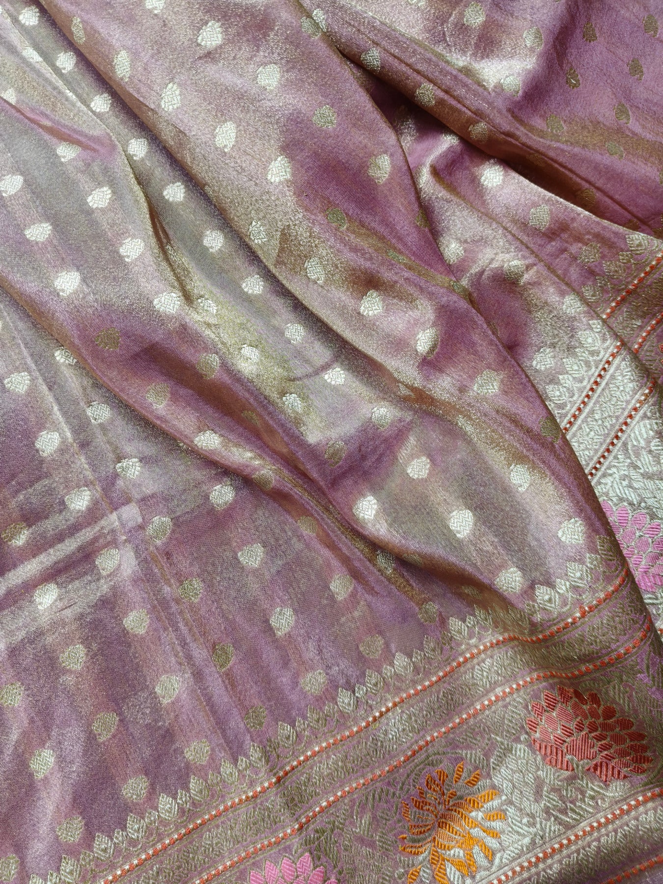 PINK TISSUE PURE HANDLOOM BANARASI SAREE