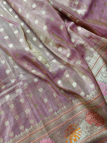 PINK TISSUE PURE HANDLOOM BANARASI SAREE