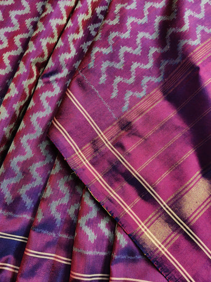 PURPLE TWILL SILK PURE HANDLOOM  IKKAT SAREE