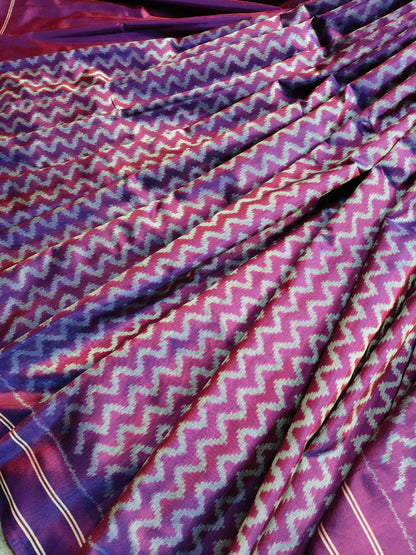 PURPLE TWILL SILK PURE HANDLOOM  IKKAT SAREE