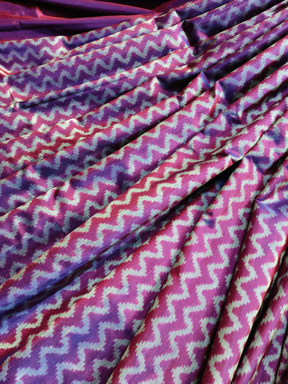 PURPLE TWILL SILK PURE HANDLOOM  IKKAT SAREE