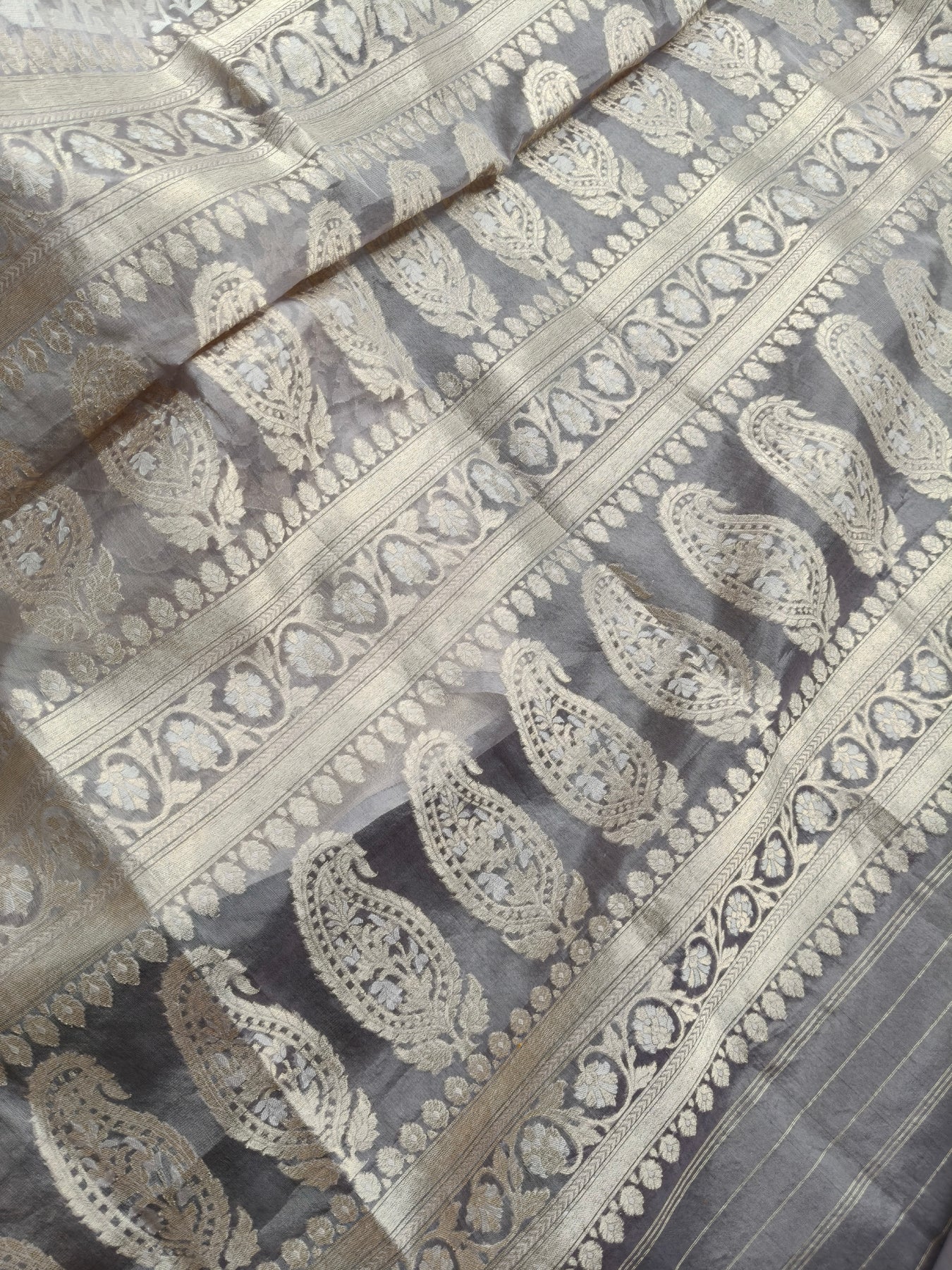 LIGHT MAUVE KORA OTTON PURE HANDLOOM BANARASI SAREE