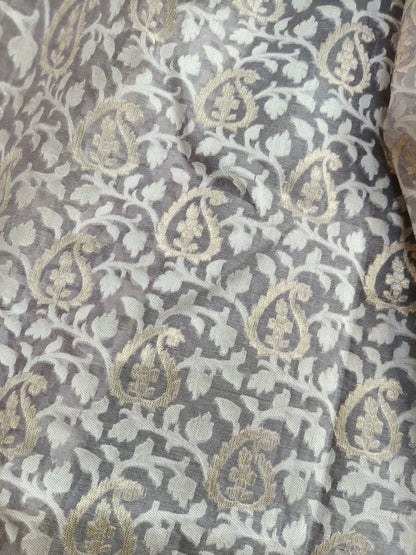 LIGHT MAUVE KORA OTTON PURE HANDLOOM BANARASI SAREE