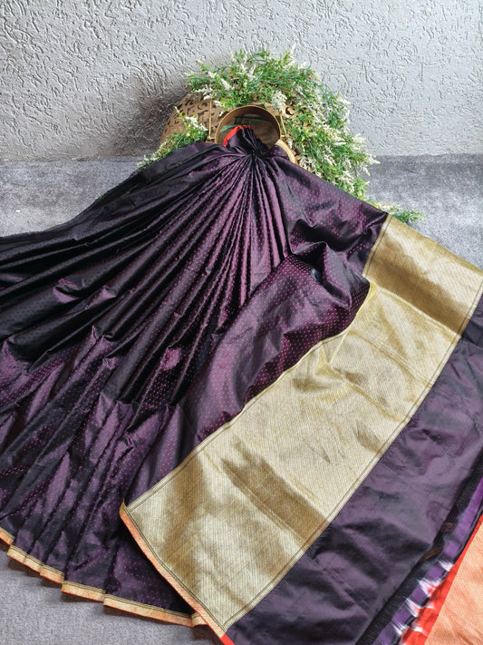 WINE SILK PURE HANDLOOM BANRASI SAREE
