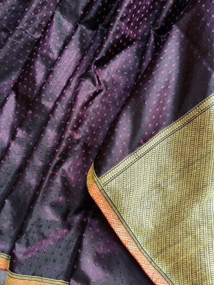 WINE SILK PURE HANDLOOM BANRASI SAREE