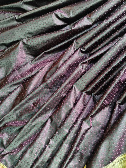 WINE SILK PURE HANDLOOM BANRASI SAREE
