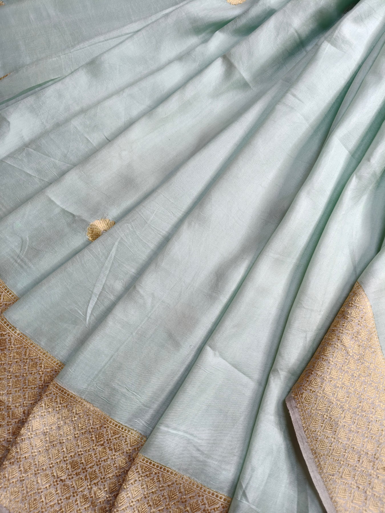 ICE BLUE GAJJI SILK PURE HANDLOOM BANRASI SAREE
