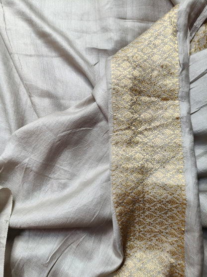 ICE BLUE GAJJI SILK PURE HANDLOOM BANRASI SAREE