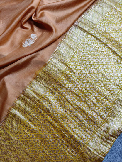 MUSTARD YELLOW GAJJI SILK  PURE HANDLOOM BANARASI SAREE