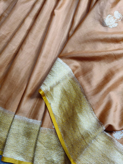 MUSTARD YELLOW GAJJI SILK  PURE HANDLOOM BANARASI SAREE