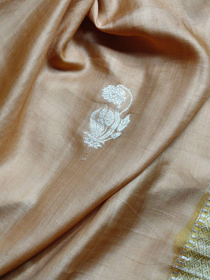 MUSTARD YELLOW GAJJI SILK  PURE HANDLOOM BANARASI SAREE