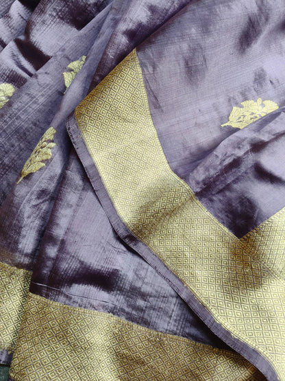MAUVE CHINIYA SILK PURE HANDLOOM BANARASI SAREE
