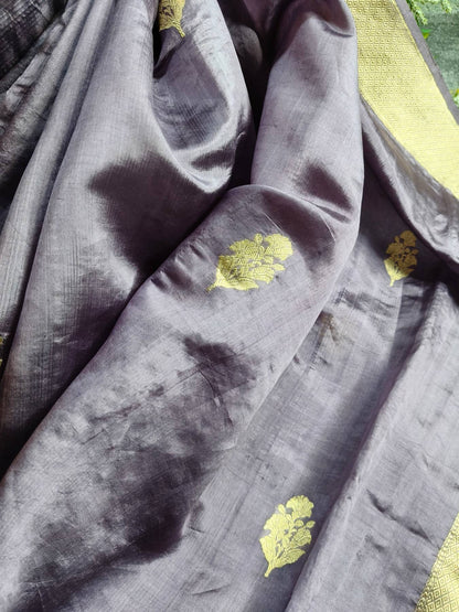 MAUVE CHINIYA SILK PURE HANDLOOM BANARASI SAREE