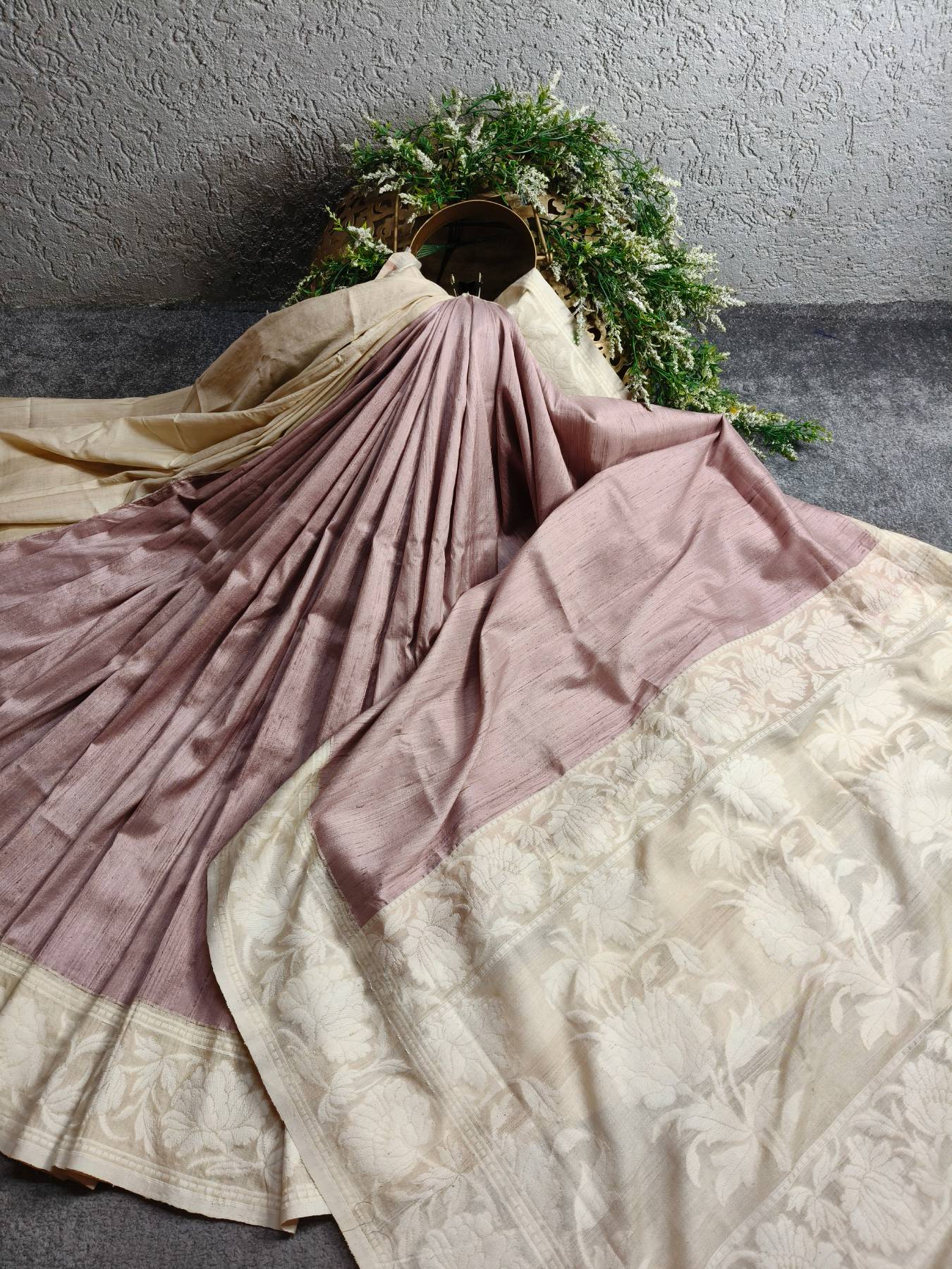 ONION PINK DUPION SILK PURE HANDLOOM BANARASI SAREE