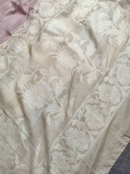 ONION PINK DUPION SILK PURE HANDLOOM BANARASI SAREE