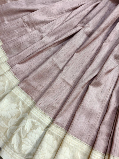 ONION PINK DUPION SILK PURE HANDLOOM BANARASI SAREE