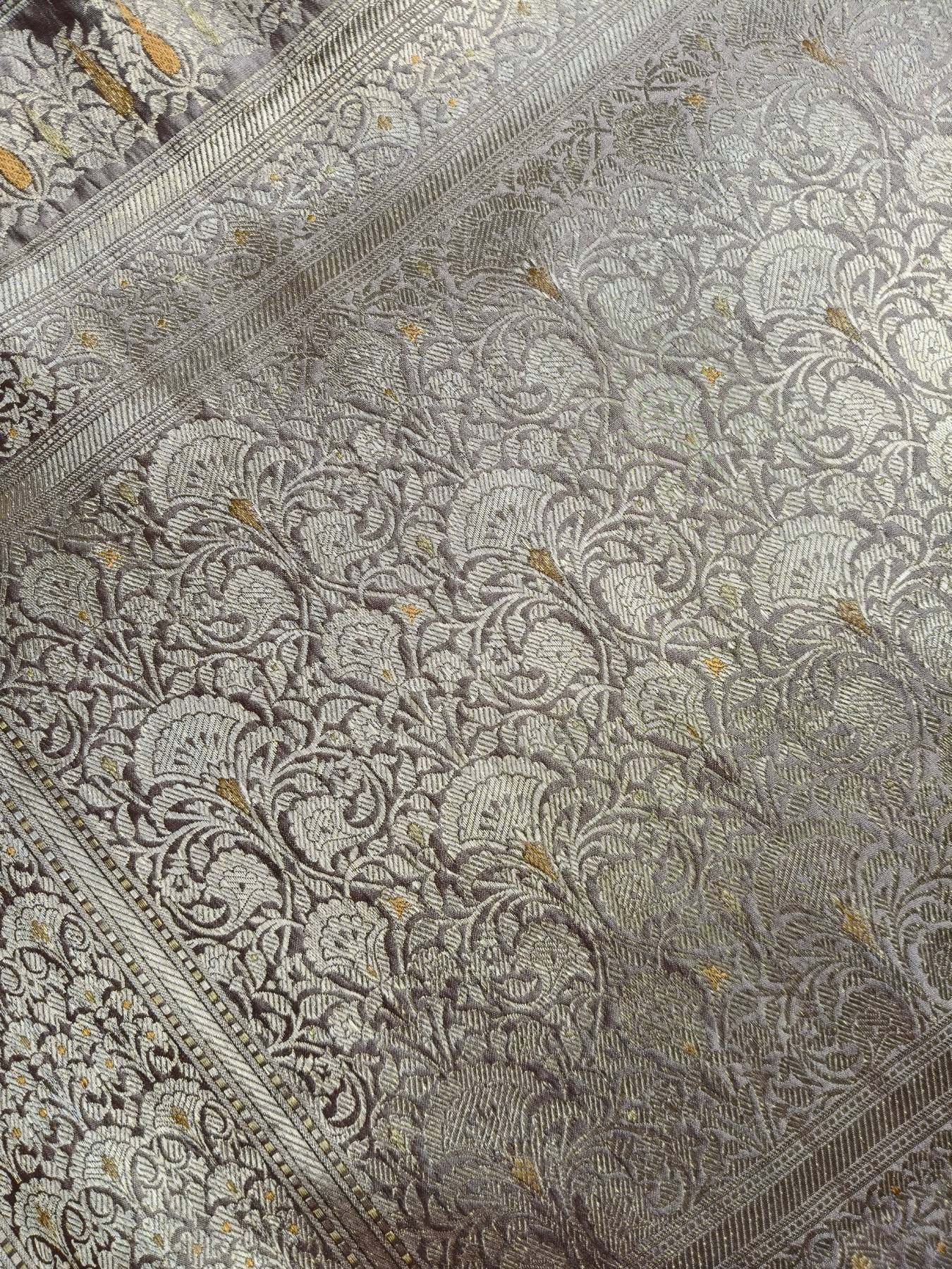 MAUVE CHINIYA SILK PURE HANDLOOM BANARASI SAREE