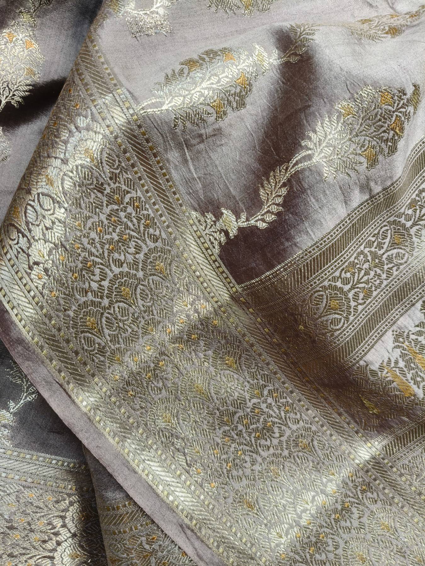 MAUVE CHINIYA SILK PURE HANDLOOM BANARASI SAREE
