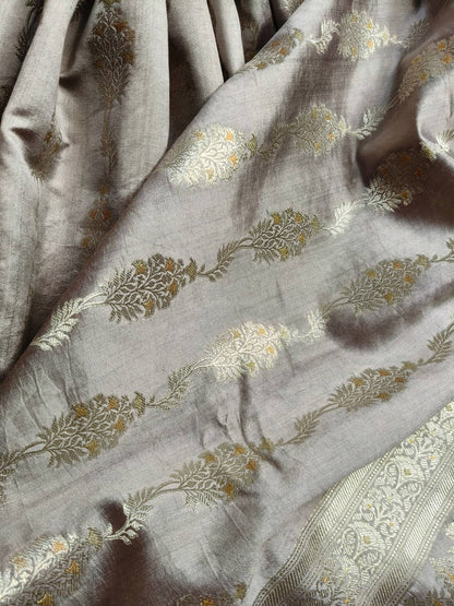 MAUVE CHINIYA SILK PURE HANDLOOM BANARASI SAREE