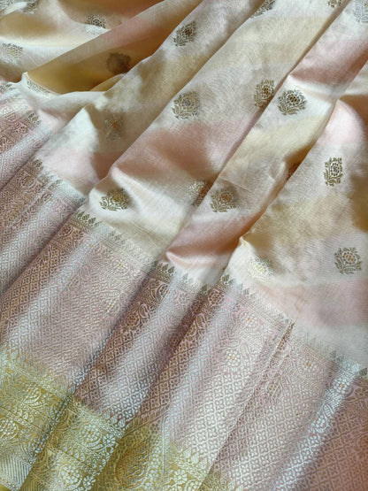 CREAM CHINIYA SILK PURE HANDLOOM BANARASI SAREE