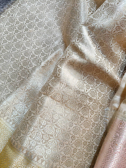 CREAM CHINIYA SILK PURE HANDLOOM BANARASI SAREE