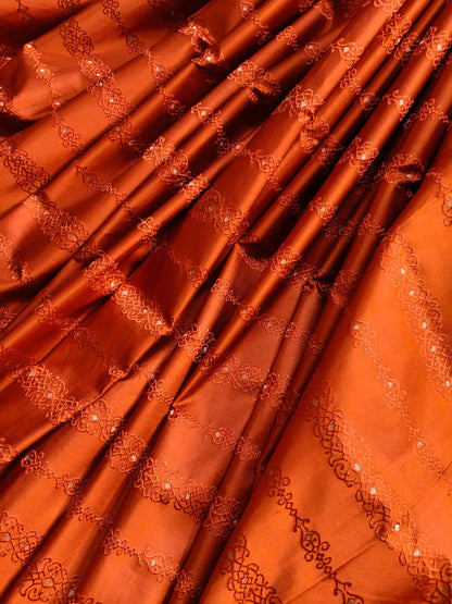 RUST ORANGE SILK PURE HANDLOOM BANARASI SAREE